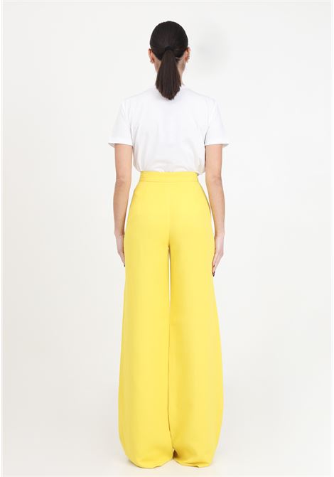 Yellow women's trousers in viscose and linen MAX MARA | 2416131012600004